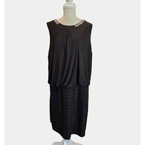 Scarlett Black Dress Womens Sz 20W Plus Jeweled Neck Chiffon Party Event Holiday